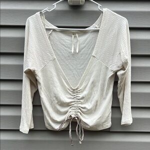 Anthropologie Textured Tie Front Top size Medium